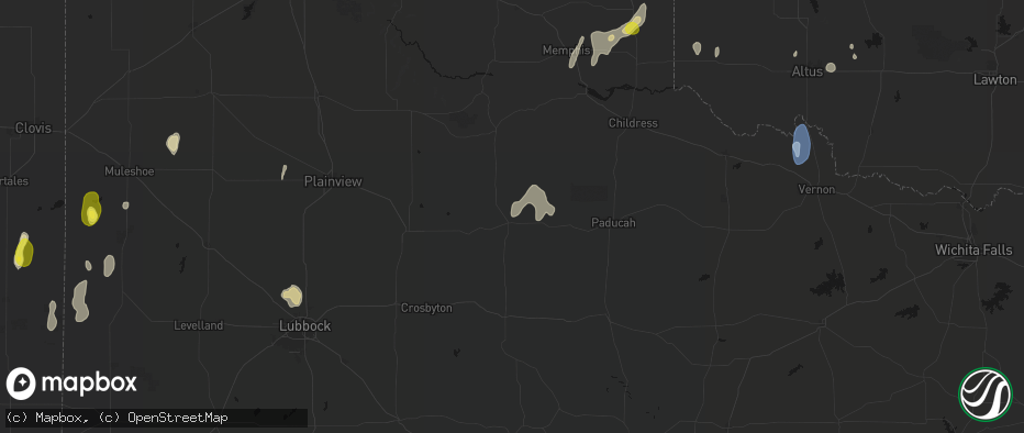 Hail map in Matador, TX on June 5, 2026