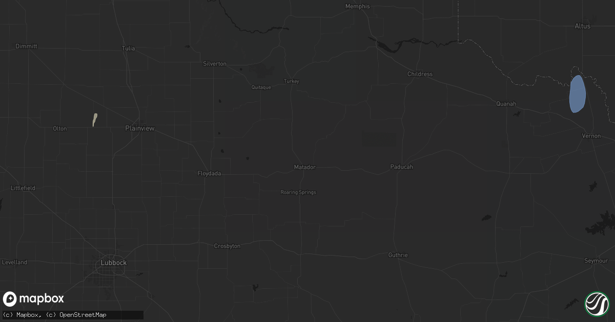 Hail map in Matador, TX on June 5, 2026
