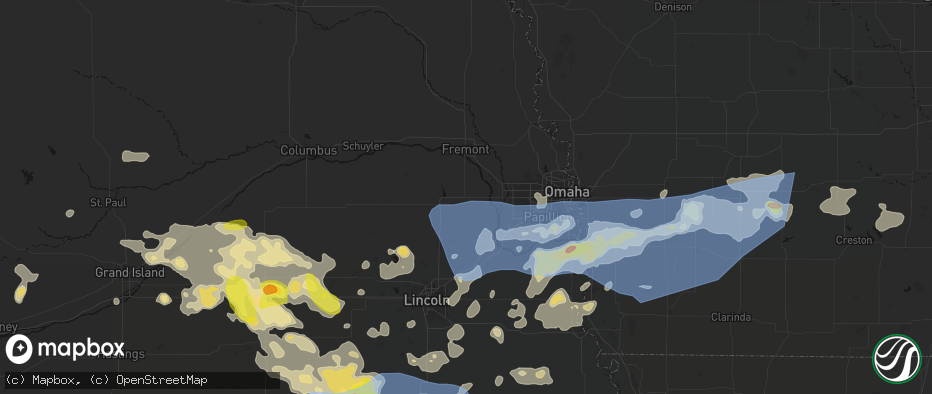 Hail map in Mead, NE on June 5, 2026