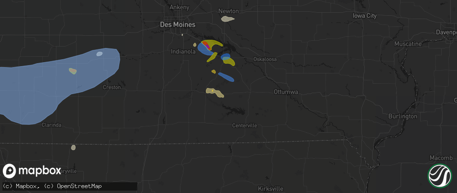Hail map in Melrose, IA on June 5, 2026