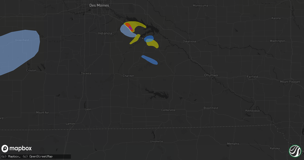 Hail map in Melrose, IA on June 5, 2026