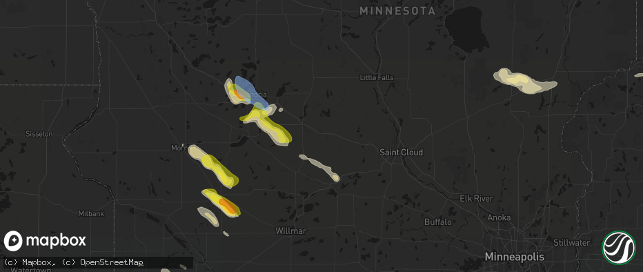 Hail map in Melrose, MN on June 5, 2026