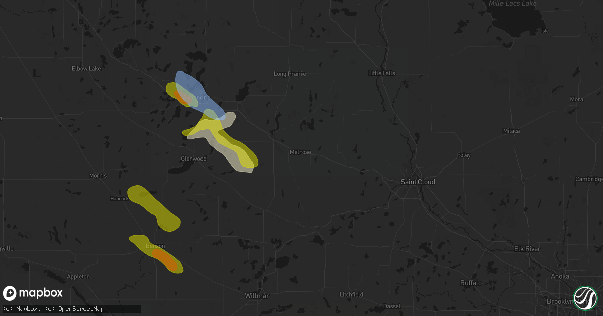 Hail map in Melrose, MN on June 5, 2026