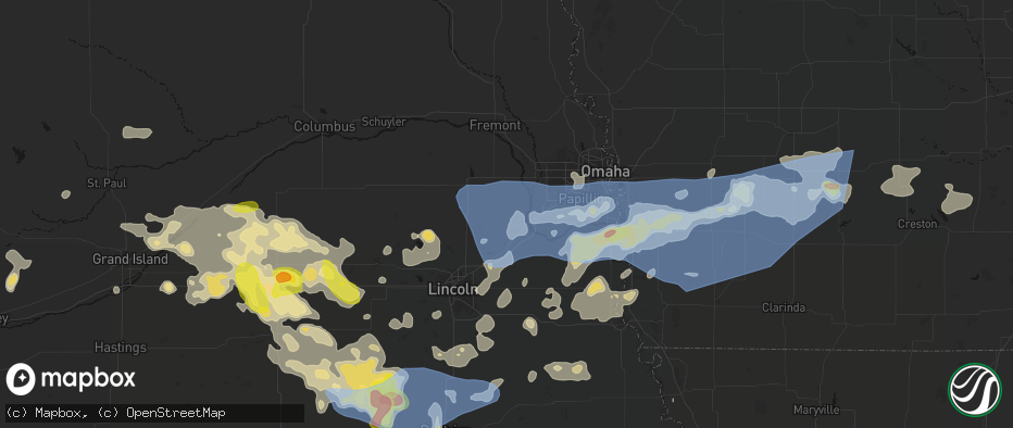 Hail map in Memphis, NE on June 5, 2026