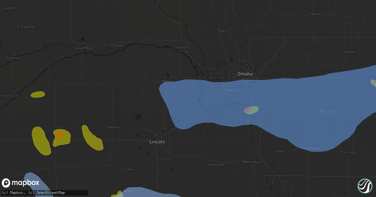 Hail map in Memphis, NE on June 5, 2026