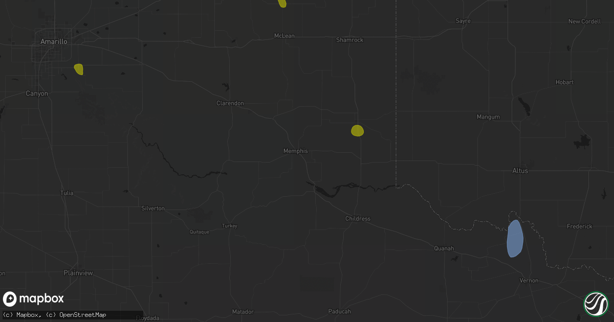 Hail map in Memphis, TX on June 5, 2026