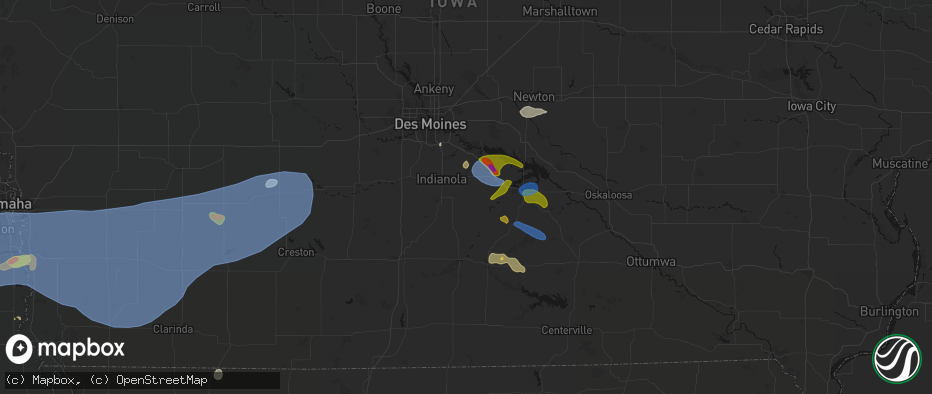 Hail map in Milo, IA on June 5, 2026