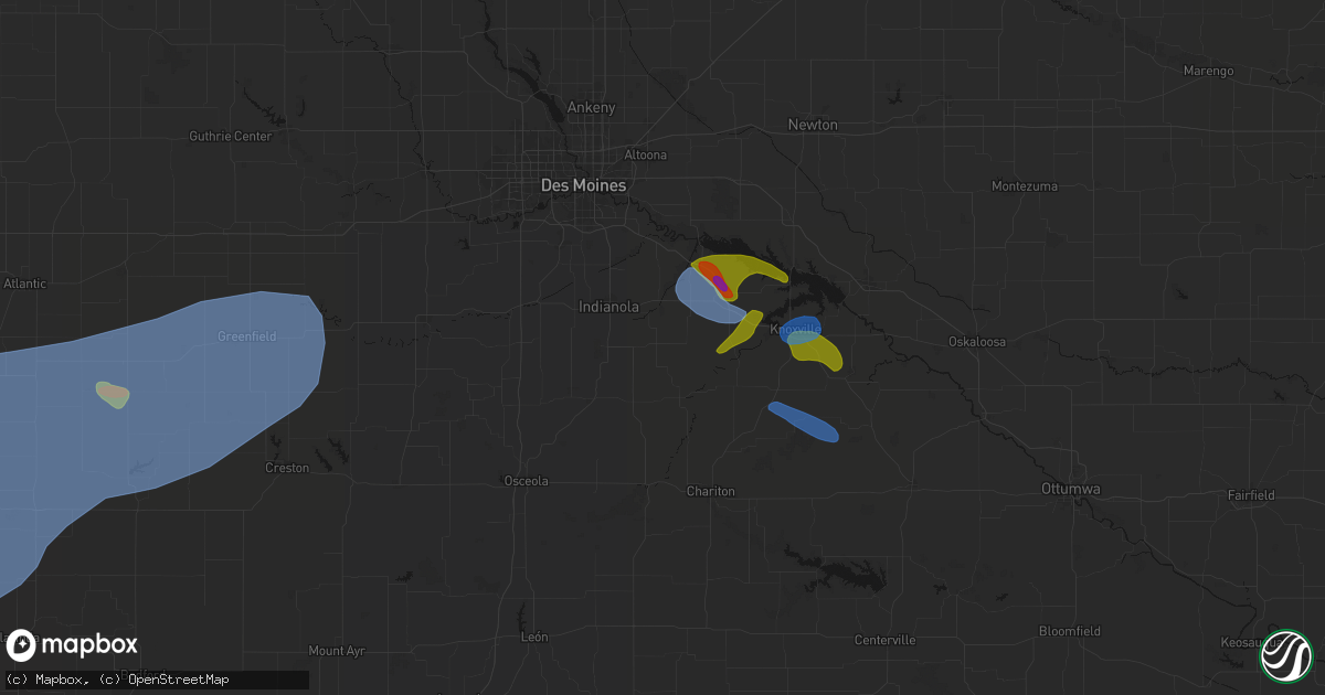 Hail map in Milo, IA on June 5, 2026