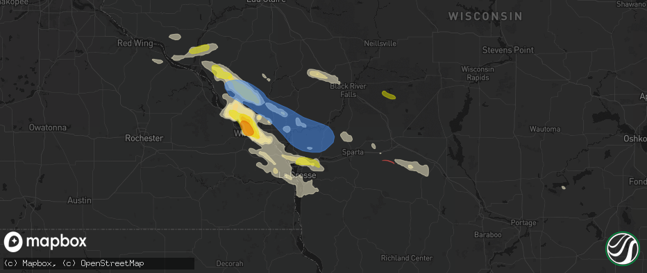 Hail map in Mindoro, WI on June 5, 2026