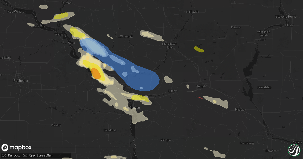 Hail map in Mindoro, WI on June 5, 2026
