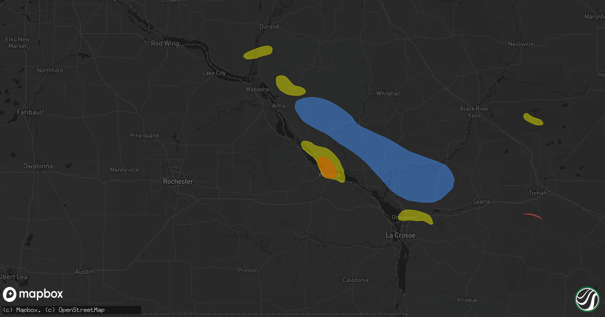 Hail map in Minnesota City, MN on June 5, 2026
