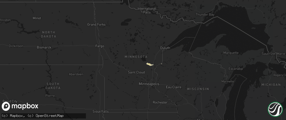 Hail map in Minnesota on June 5, 2026