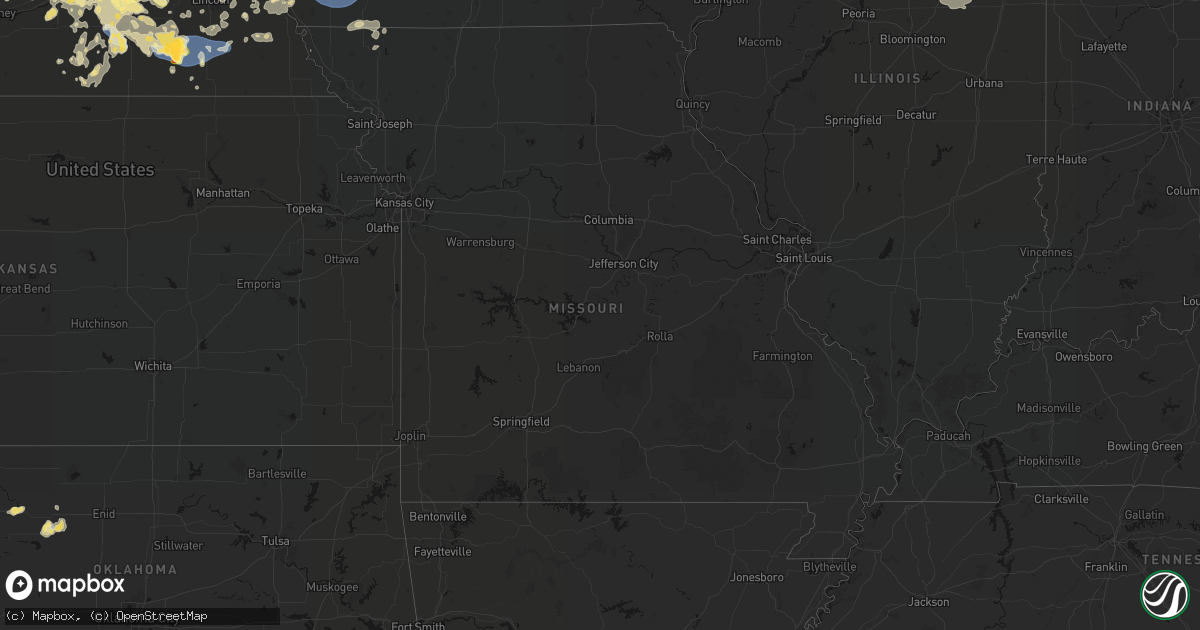 Hail map in Missouri on June 5, 2026