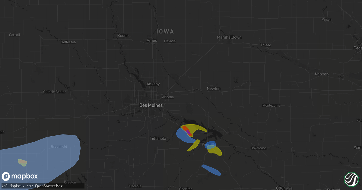 Hail map in Mitchellville, IA on June 5, 2026