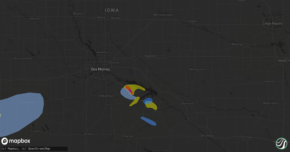 Hail map in Monroe, IA on June 5, 2026