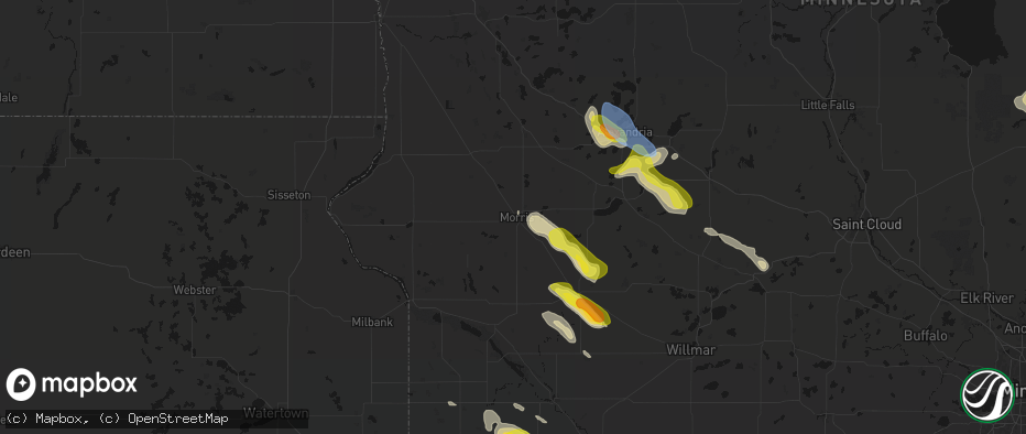 Hail map in Morris, MN on June 5, 2026