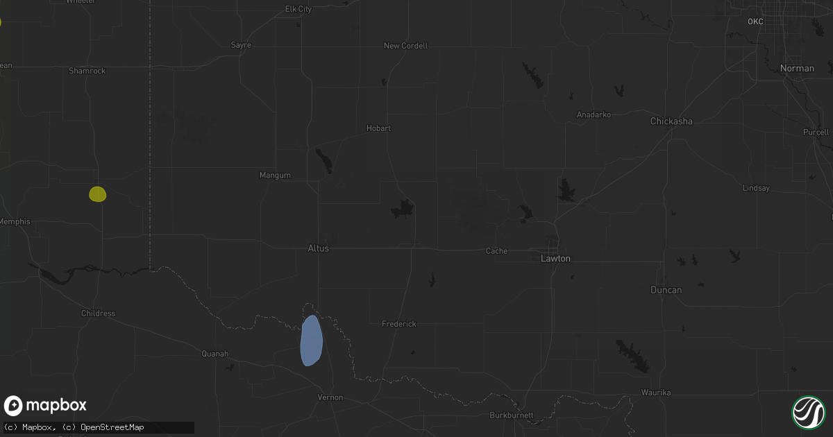 Hail map in Mountain Park, OK on June 5, 2026