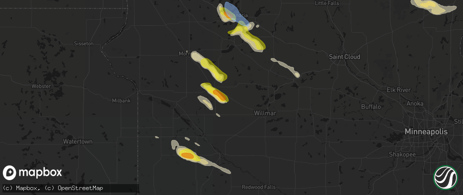 Hail map in Murdock, MN on June 5, 2026