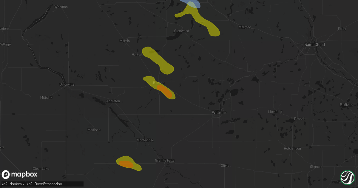 Hail map in Murdock, MN on June 5, 2026
