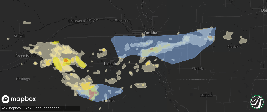 Hail map in Murdock, NE on June 5, 2026