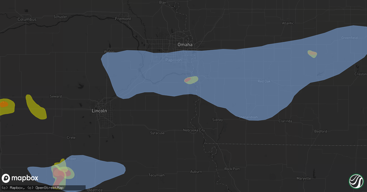 Hail map in Murray, NE on June 5, 2026