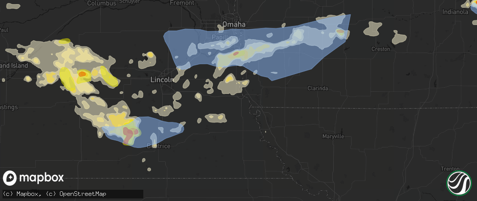 Hail map in Nebraska City, NE on June 5, 2026