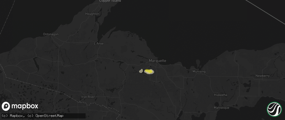 Hail map in Negaunee, MI on June 5, 2026