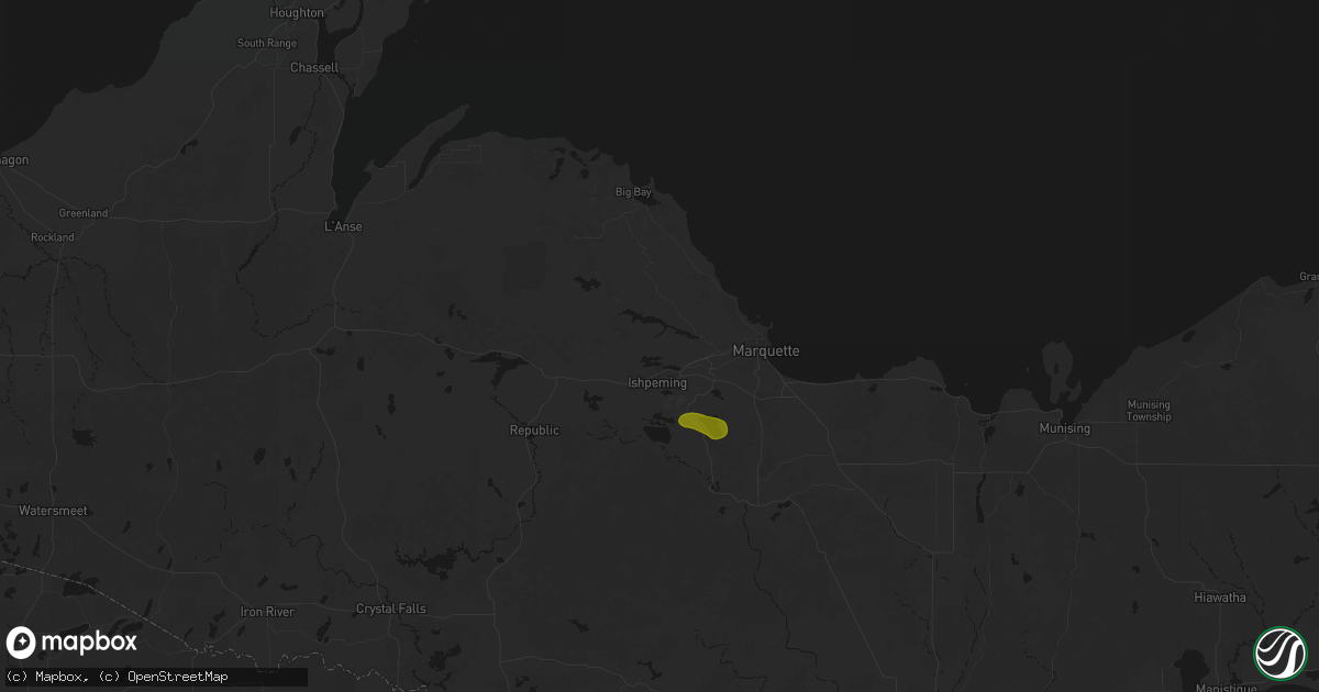 Hail map in Negaunee, MI on June 5, 2026