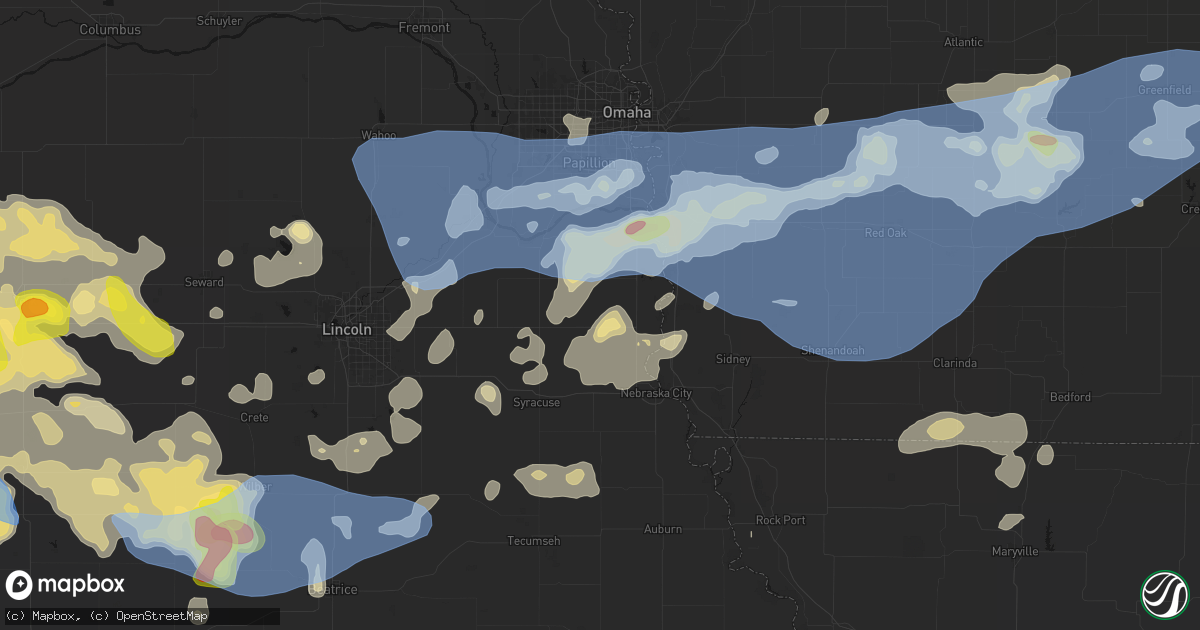 Hail map in Nehawka, NE on June 5, 2026