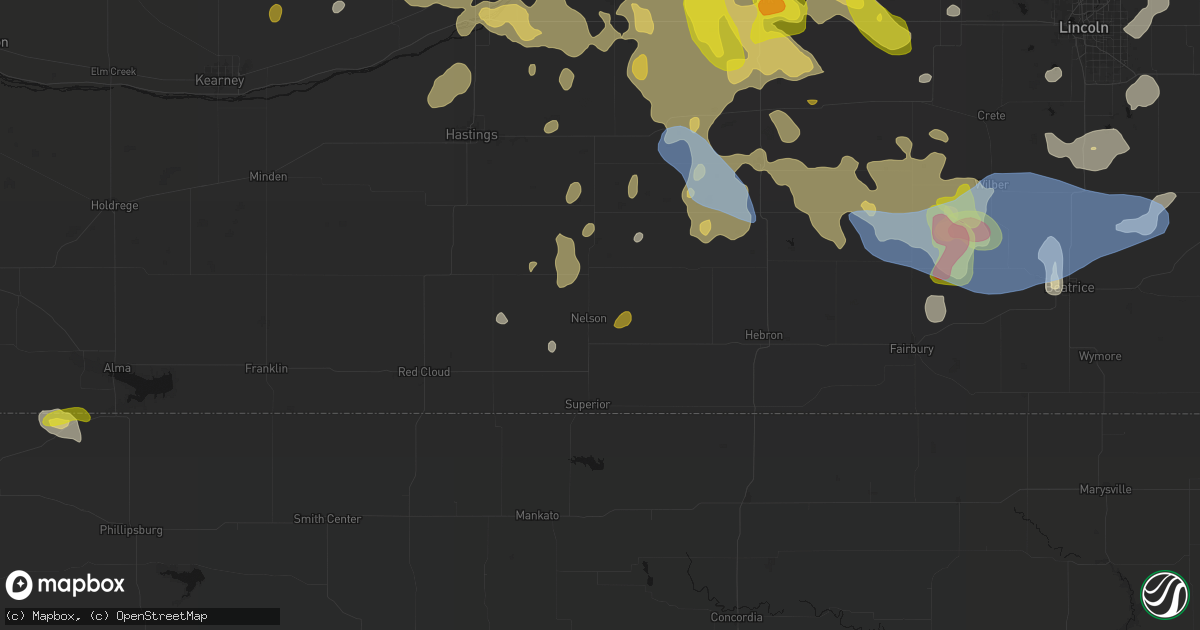 Hail map in Nelson, NE on June 5, 2026