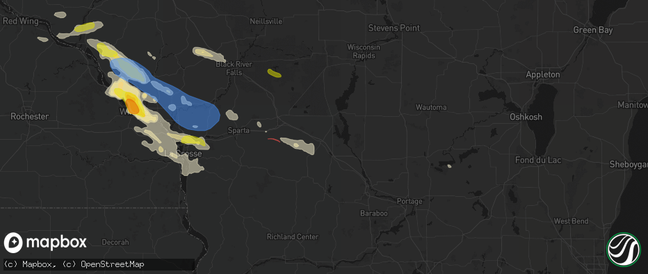 Hail map in New Lisbon, WI on June 5, 2026