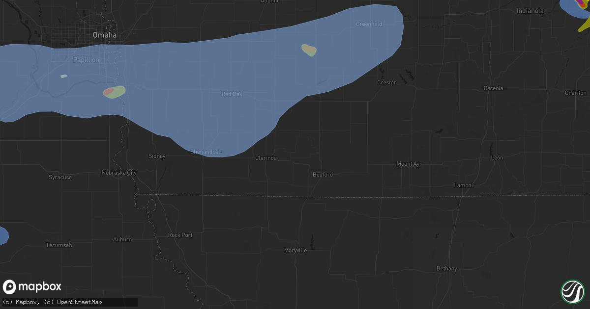 Hail map in New Market, IA on June 5, 2026