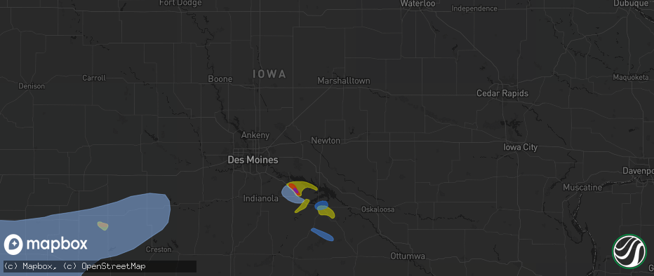 Hail map in Newton, IA on June 5, 2026