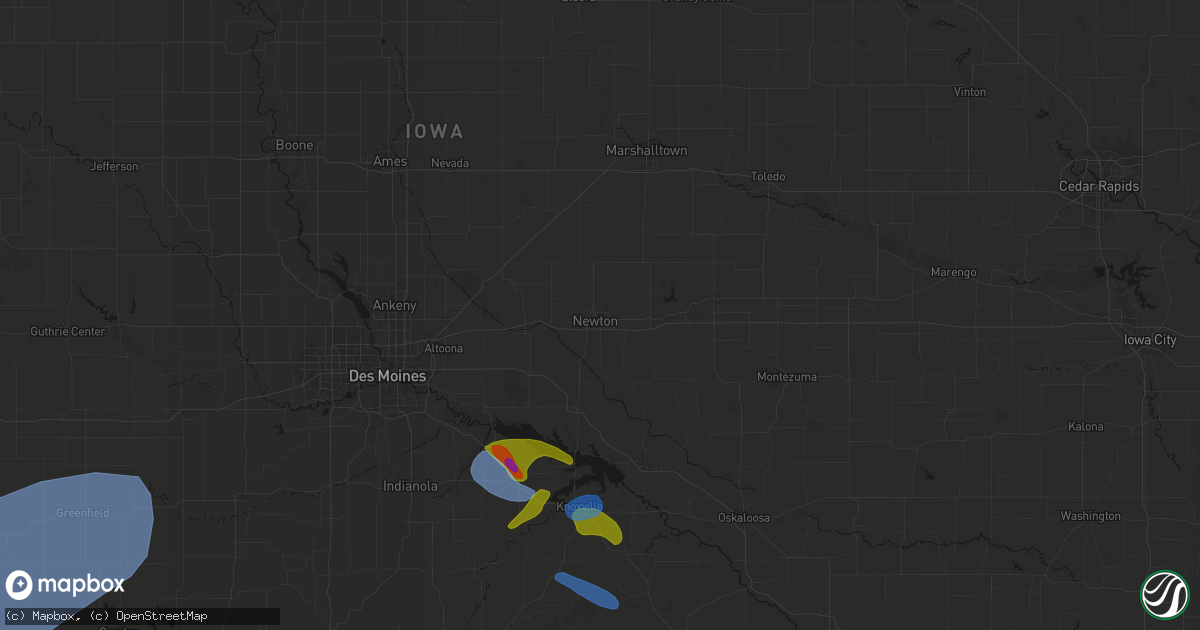 Hail map in Newton, IA on June 5, 2026