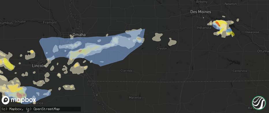 Hail map in Nodaway, IA on June 5, 2026