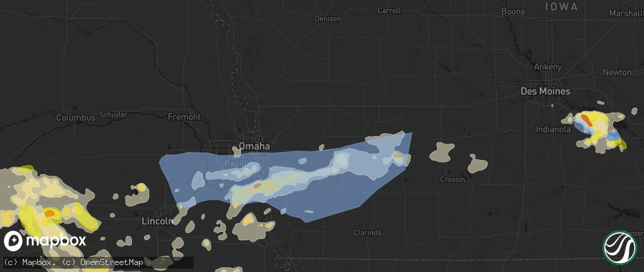 Hail map in Oakland, IA on June 5, 2026