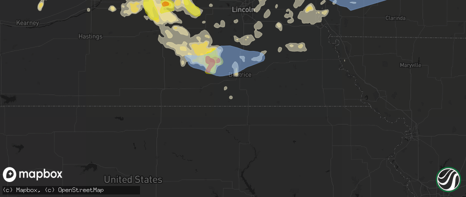 Hail map in Odell, NE on June 5, 2026