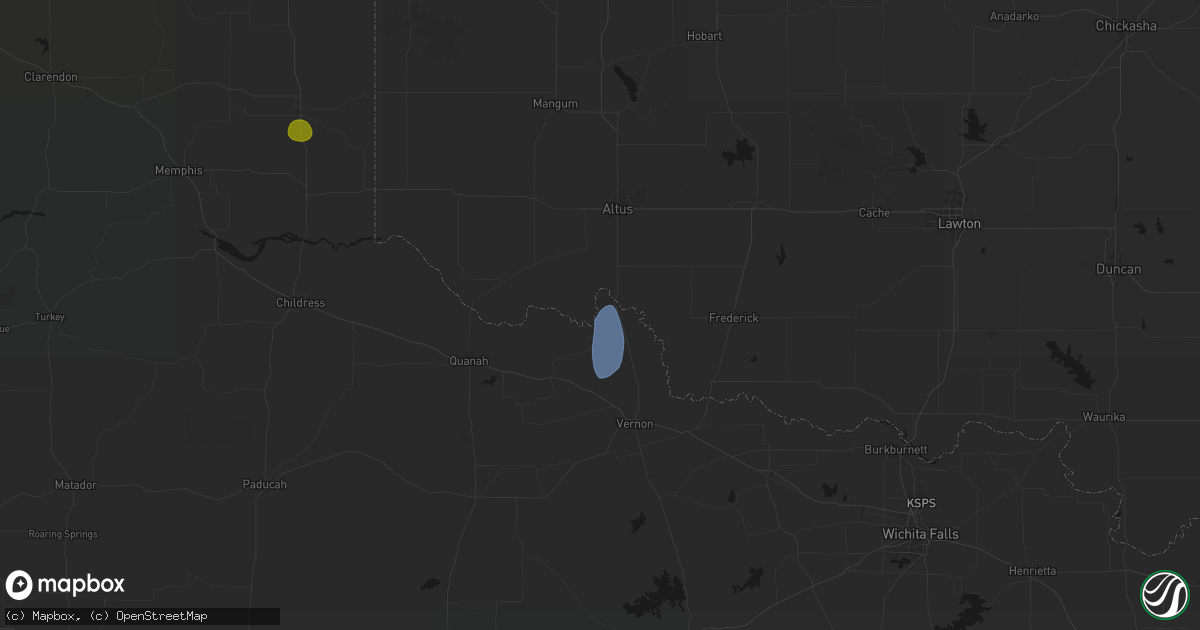 Hail map in Odell, TX on June 5, 2026
