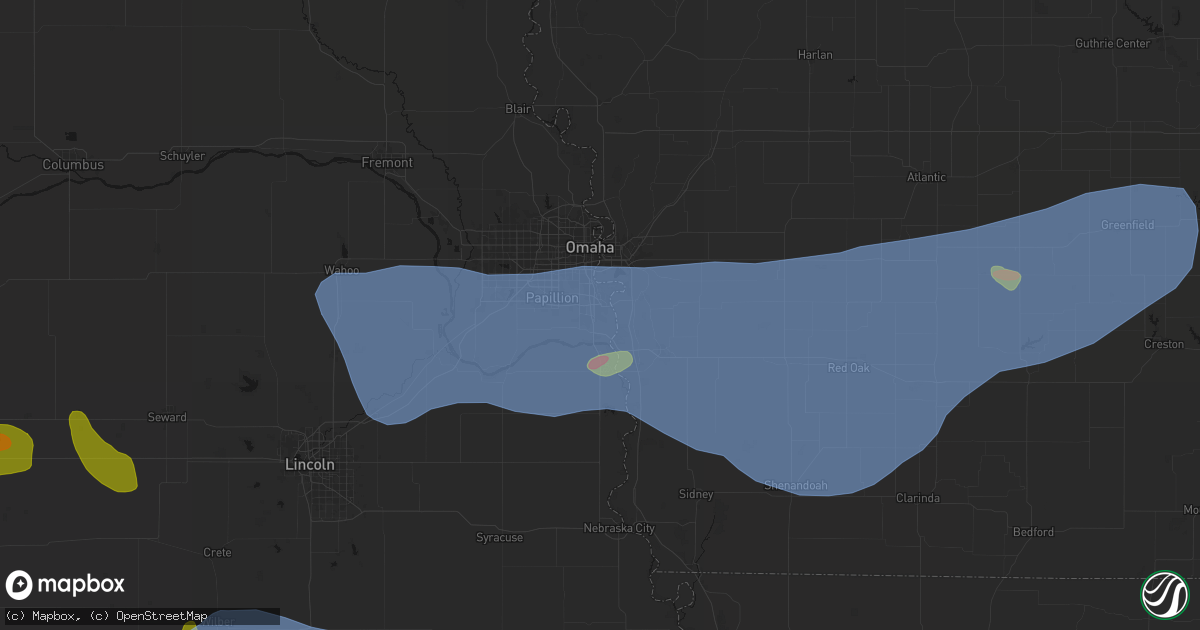 Hail map in Offutt Afb, NE on June 5, 2026