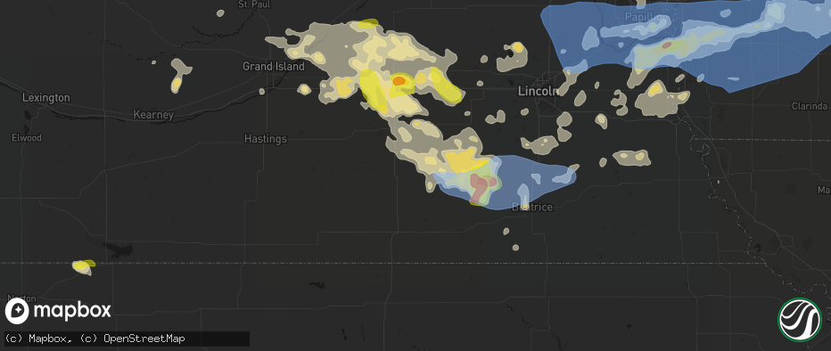 Hail map in Ohiowa, NE on June 5, 2026