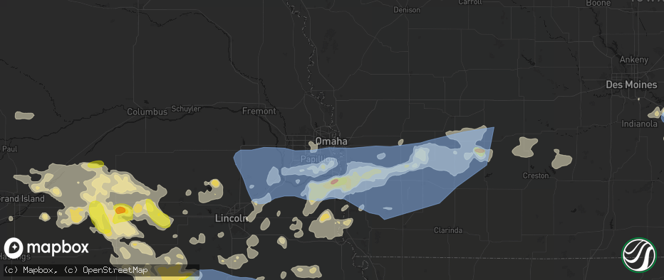 Hail map in Omaha, NE on June 5, 2026
