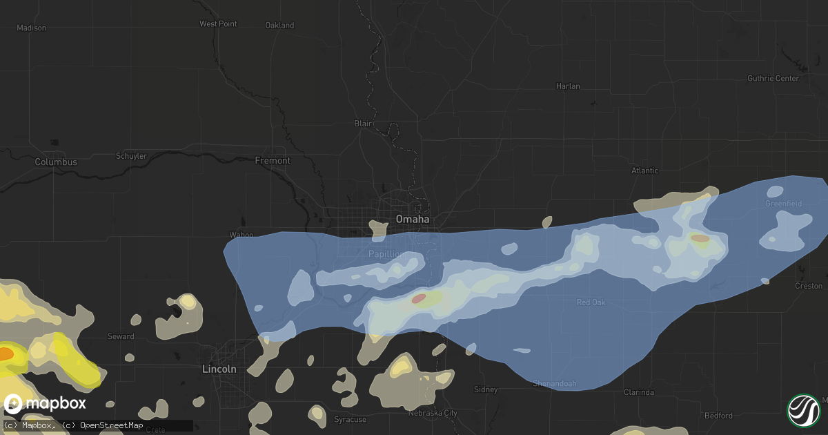 Hail map in Omaha, NE on June 5, 2026