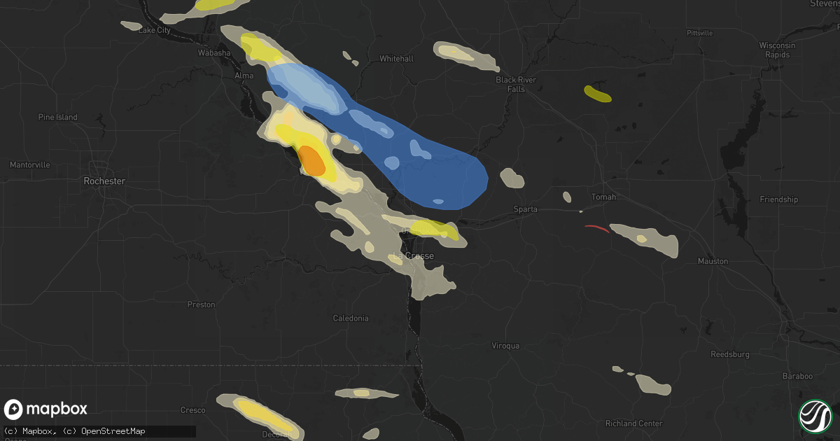 Hail map in Onalaska, WI on June 5, 2026