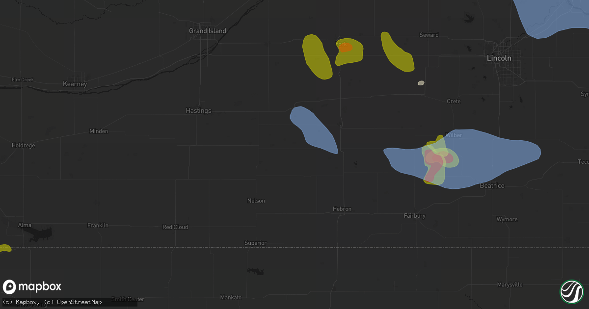 Hail map in Ong, NE on June 5, 2026