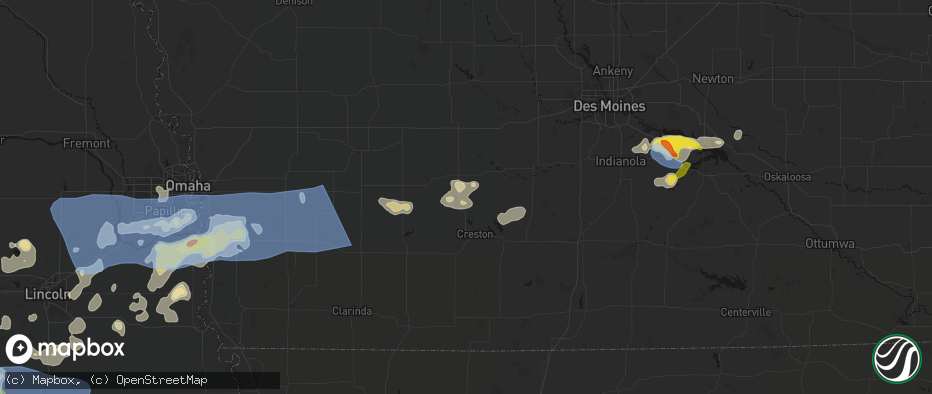 Hail map in Orient, IA on June 5, 2026