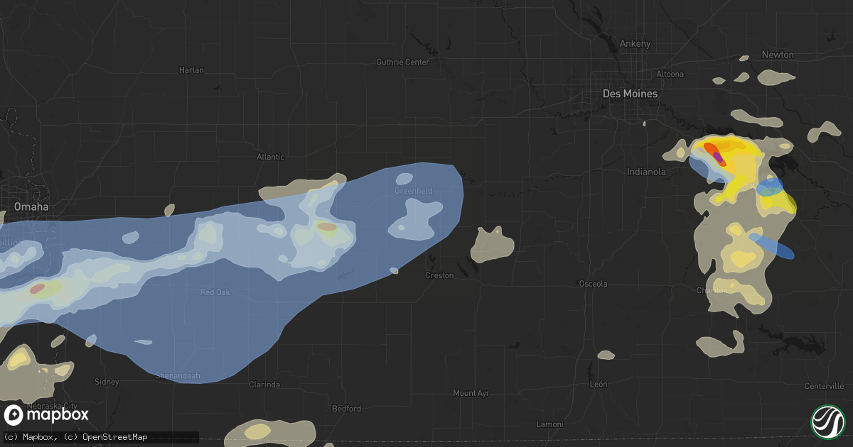 Hail map in Orient, IA on June 5, 2026