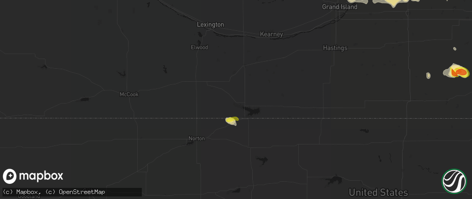 Hail map in Orleans, NE on June 5, 2026