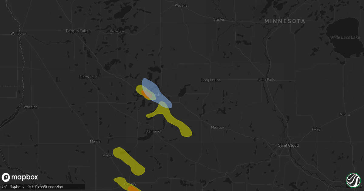 Hail map in Osakis, MN on June 5, 2026