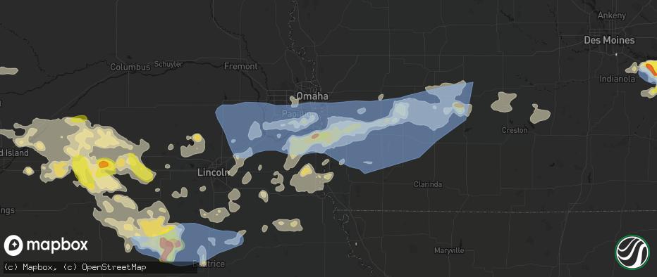 Hail map in Pacific Junction, IA on June 5, 2026