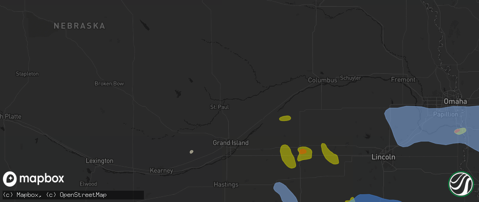 Hail map in Palmer, NE on June 5, 2026